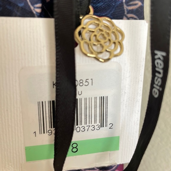 Kensie 8 multicolor purple navy red stripe midi maxi ruffle hem sharkbite nwt 8 - Picture 4 of 12